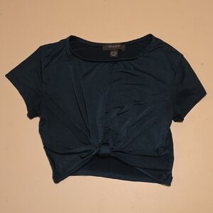 Primark Dark Blue Knot Front Crop Top